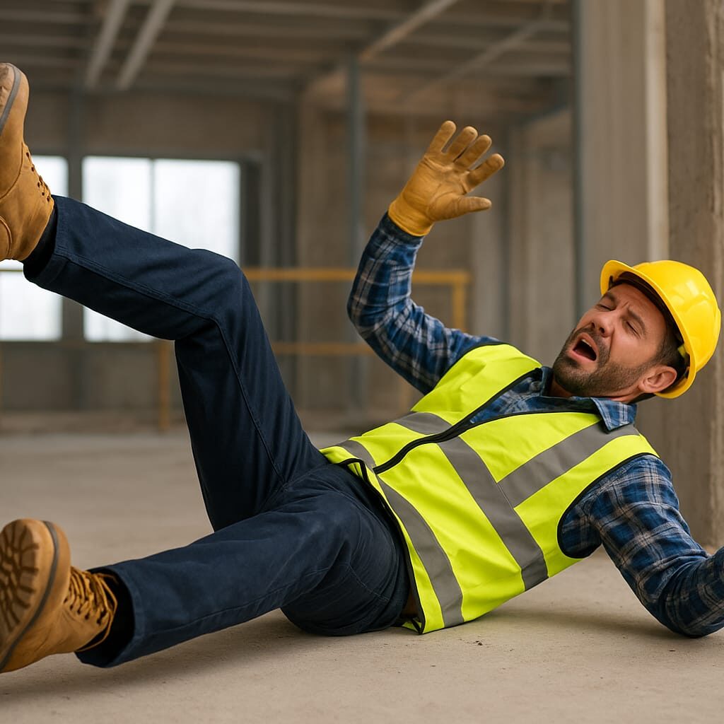 איש נופל בזמן העבודה